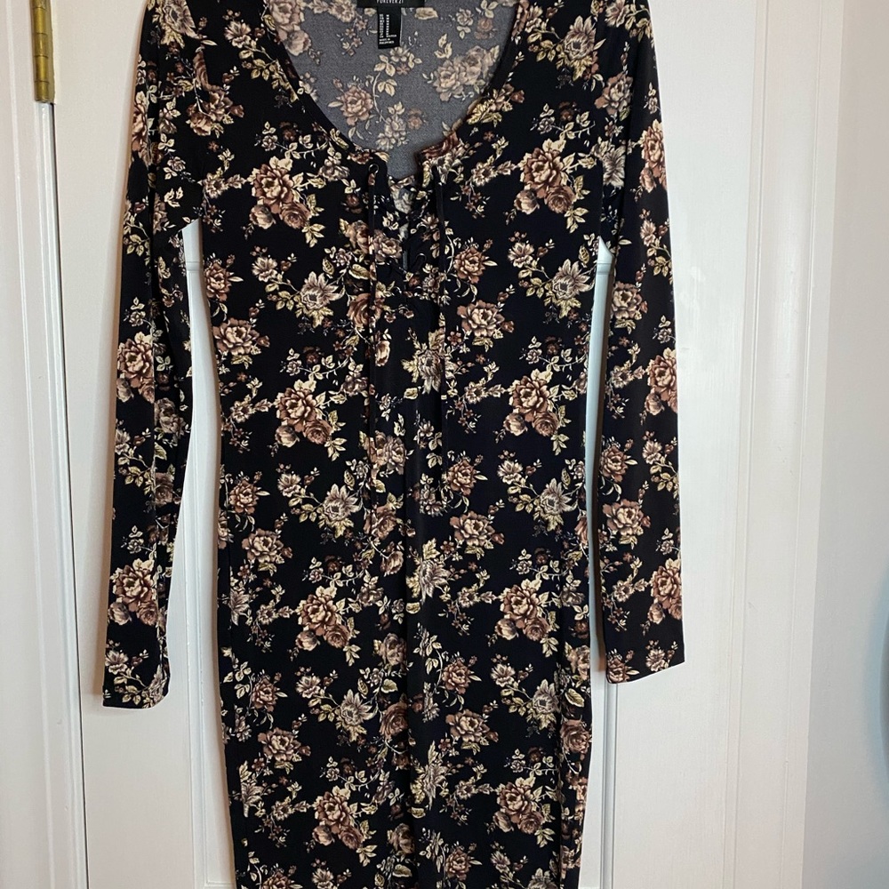 f21 lace up midi dress